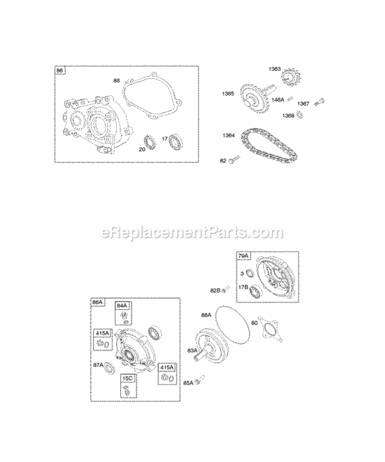 Gear Reduction Diagram and Parts List for 12H332-0113-B8  Briggs and Stratton Engine